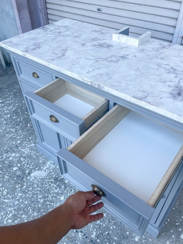 大理石天板アンティークキャビネット収納家具W1200グレー＠東京大阪