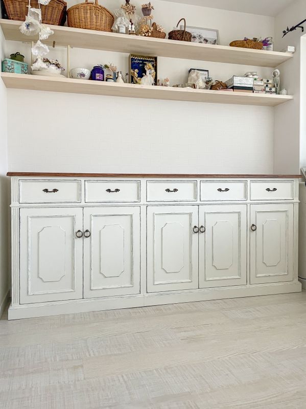 フレンチカントリー北欧調ホワイト扉キャビネット木製飾り棚収納家具