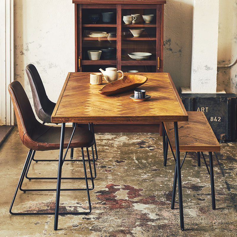 ヘリンボーンの折りたたみテーブル【ハンドメイド家具】 ヘリンボーン