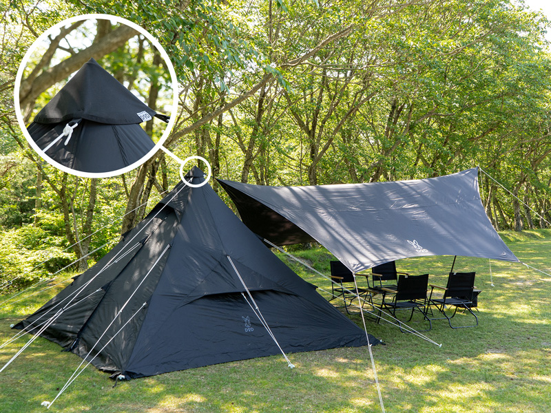 DOD ワンポールテントテーブル 黒 円形90cm DOD ワンポールテント