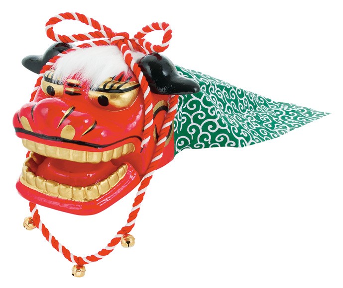 専用特製ケース付 山形県 置賜 黒獅子 獅子舞い 獅子頭 専用特製ケース