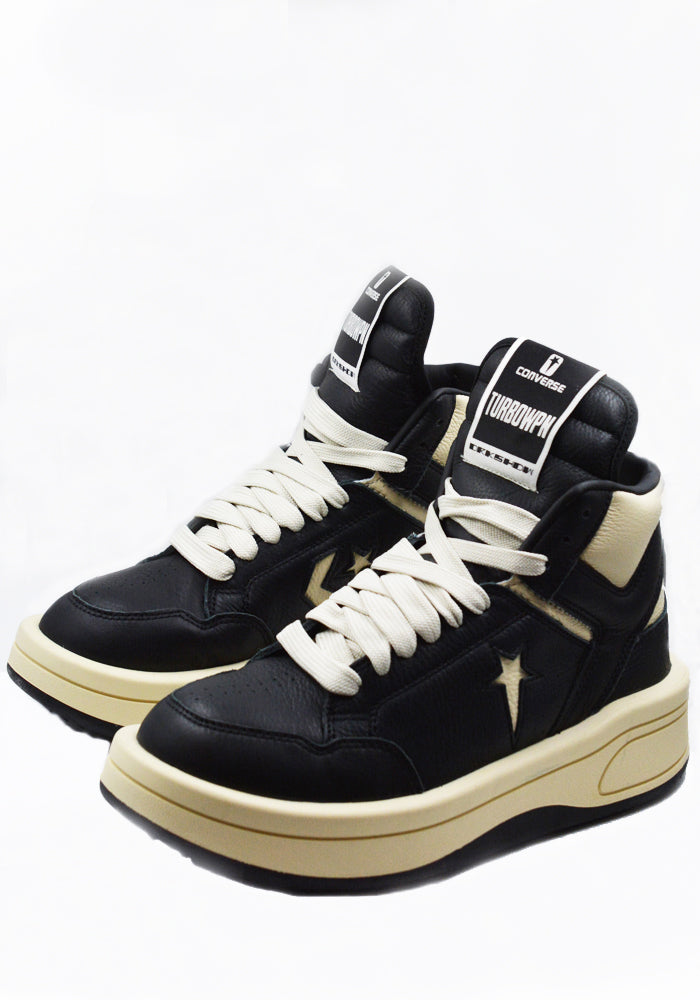 RICK OWENS DRKSHDW CONVERSE TURBOWPN MID-TOP SNEAKERS BLACK SS24