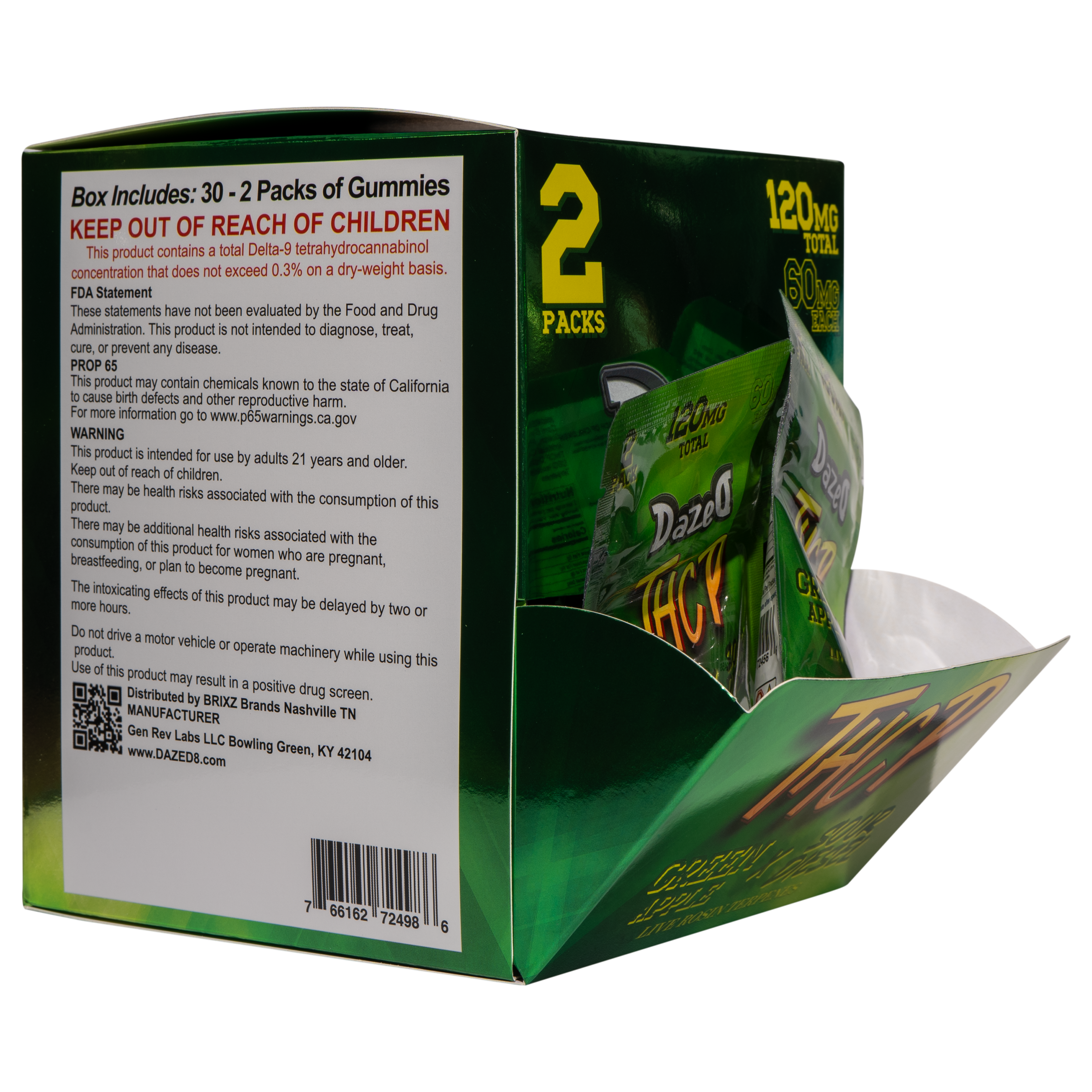 Gummy Dispenser 60mg 2 Pack THCP - Green Apple [30ct]