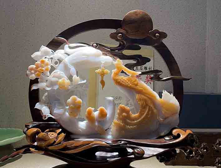 S) 中国古玩 中国美術 玉石 天球玉 10㎝ 玉 彫刻 極上細密彫 砡 翡翠