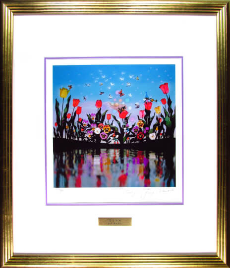 藤城清治 花と少女 藤城清治 絵画 『花と少女』 藤城清治 花と少女