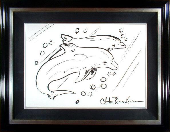 ラッセン 毛筆スケッチ(オリジナル原画)ドローイング 直筆サイン有