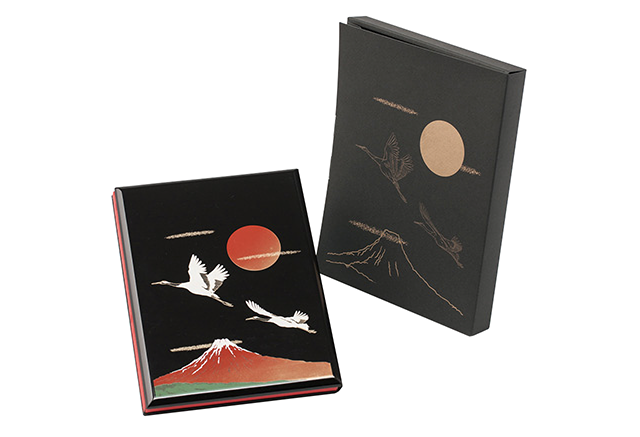 鶴と富士 ソープフラワー 一輪付き｜祝電｜うるし台紙 | 電報の申込は