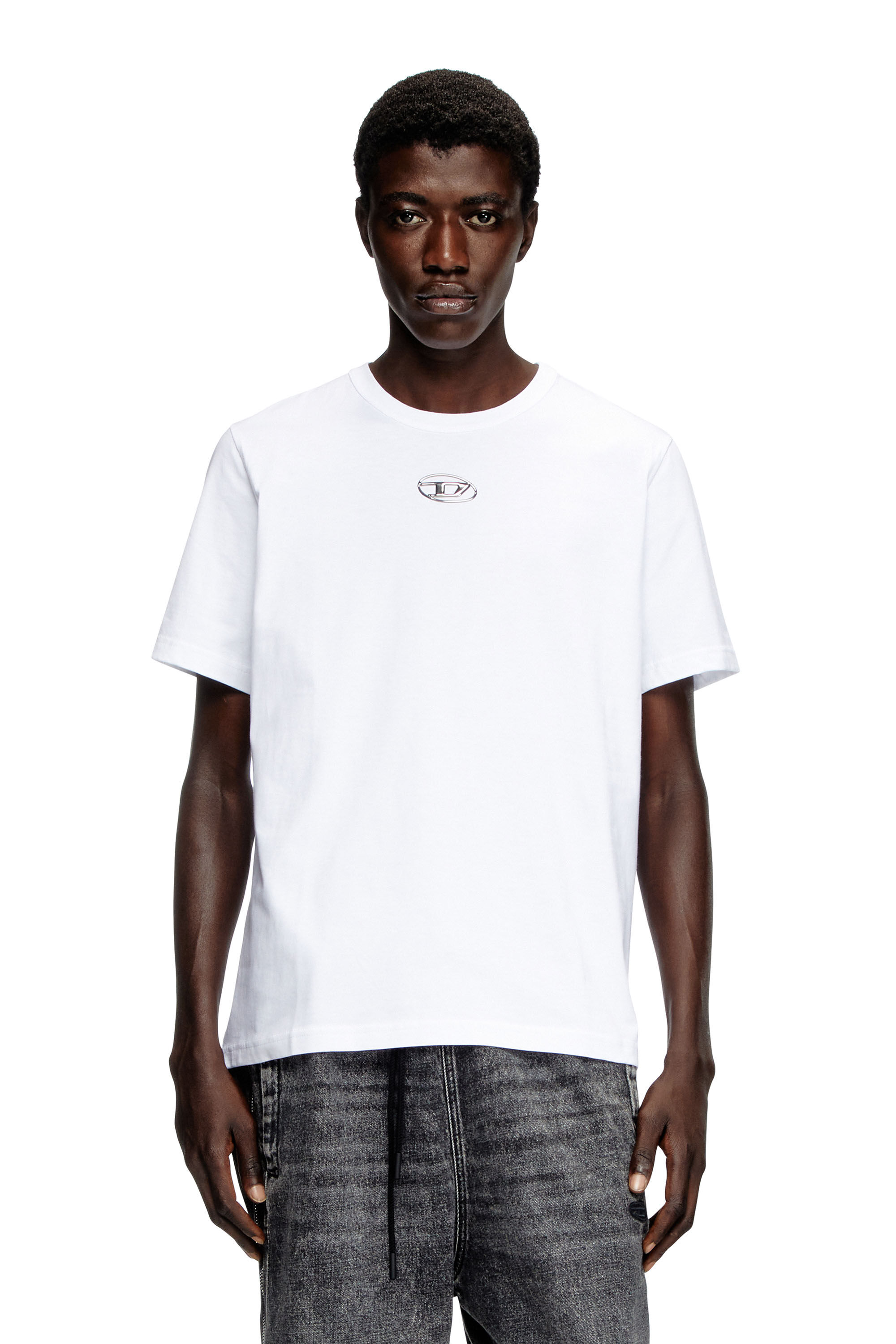 T-ADJUST-OD T-shirt with metallic Oval D｜ホワイト｜メンズ｜DIESEL