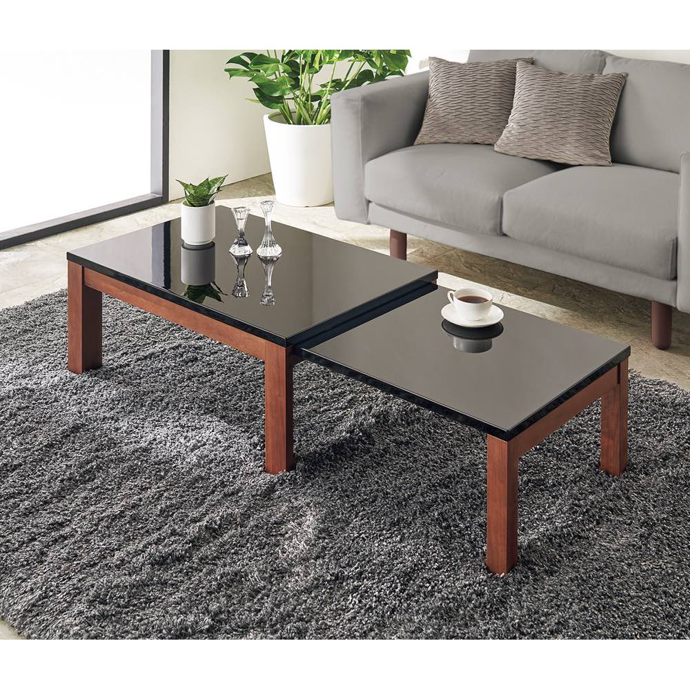 黒のダイヤモンド型木製サイドテーブル