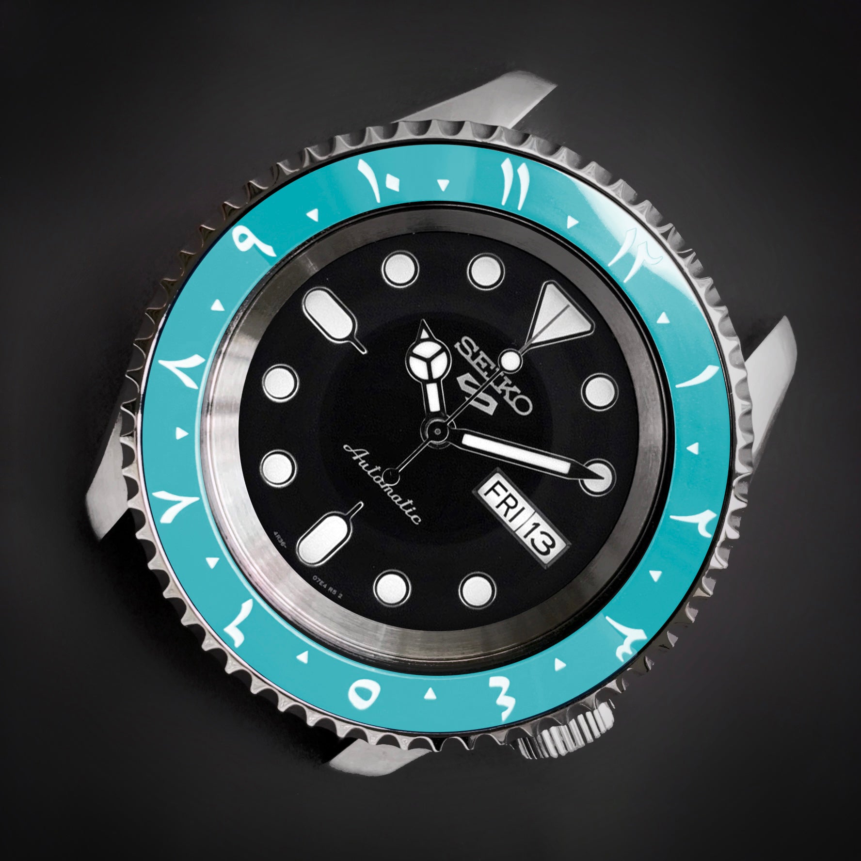 Ceramic Insert - 007 Arabic Dual Time Turquoise - DLW WATCHES