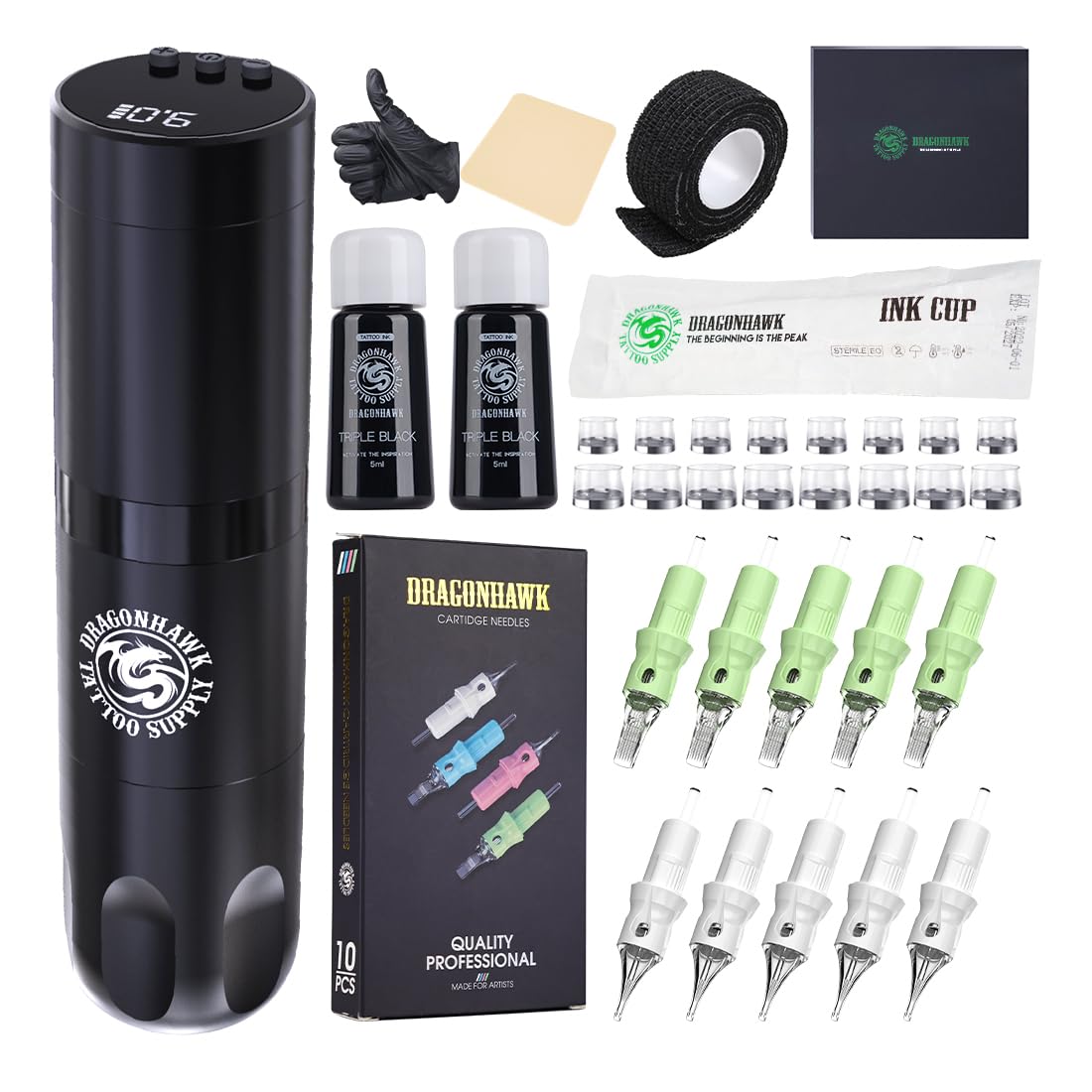 Dragonhawk Tattoo Kit Wireless Beginner Complete Tattoo Gun