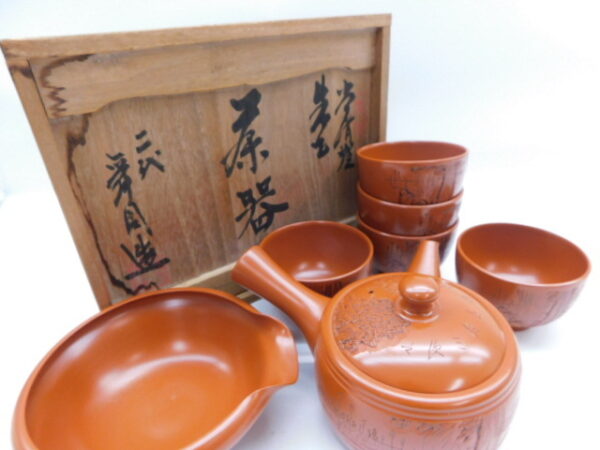 常滑焼二代間野舜園作急須茶道具