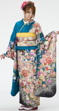 振袖|青系| 古典|8S228|対応身長:158-168cm|ｻｲｽﾞ:15号-21号｜全国宅配