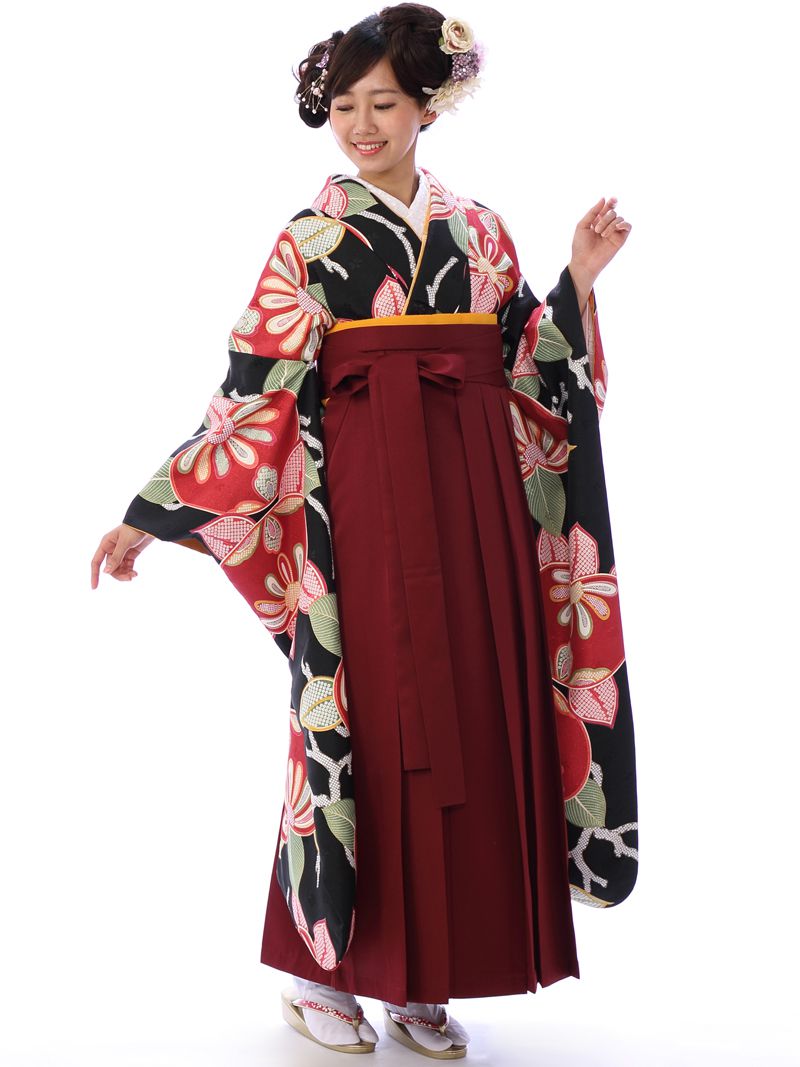 振袖袴|黒系|80S0201 H|対応身長:155-158cm|ｻｲｽﾞ:17-23号｜全国宅配可