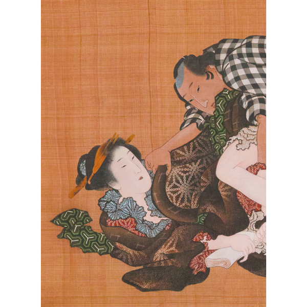 工芸画】伝・葛飾北斎筆【春草図】春画◇複製画 美人画 掛軸 楽天