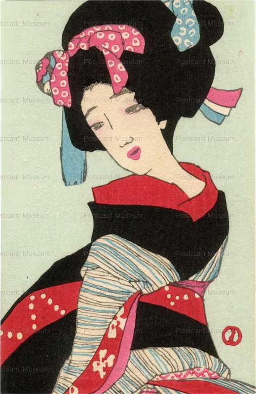 1650 竹久夢二の絵葉書（戦前のもの？）、木版画4枚 Set#30-p29 、