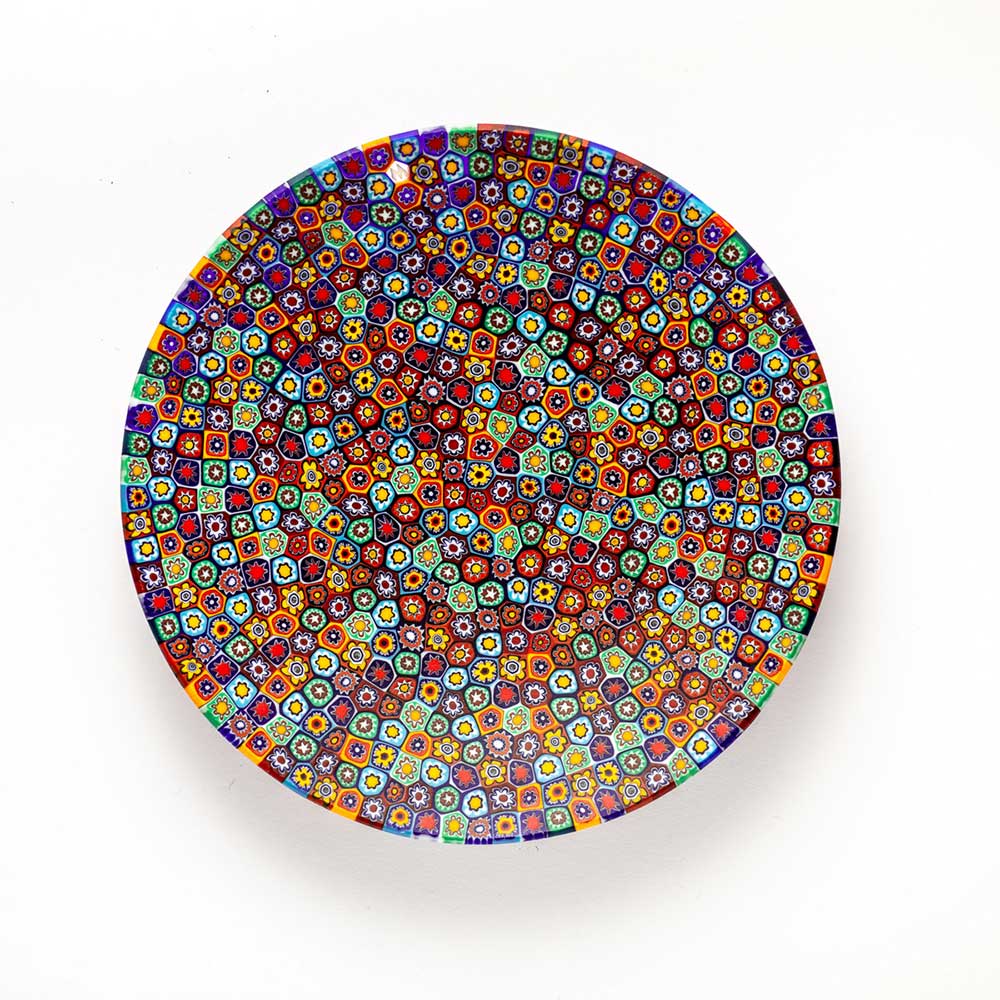 Millefiori plate 19 cm in multicolored glass murrine