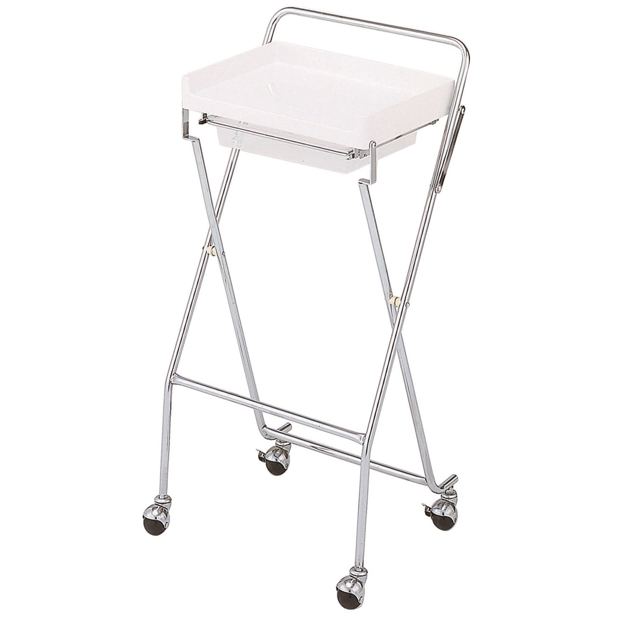 大阪府直接引き取り】折りたたみワゴン 組立工具不要 クローム W1200