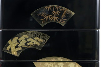 重箱 三段6寸 蒔絵 扇面松竹梅