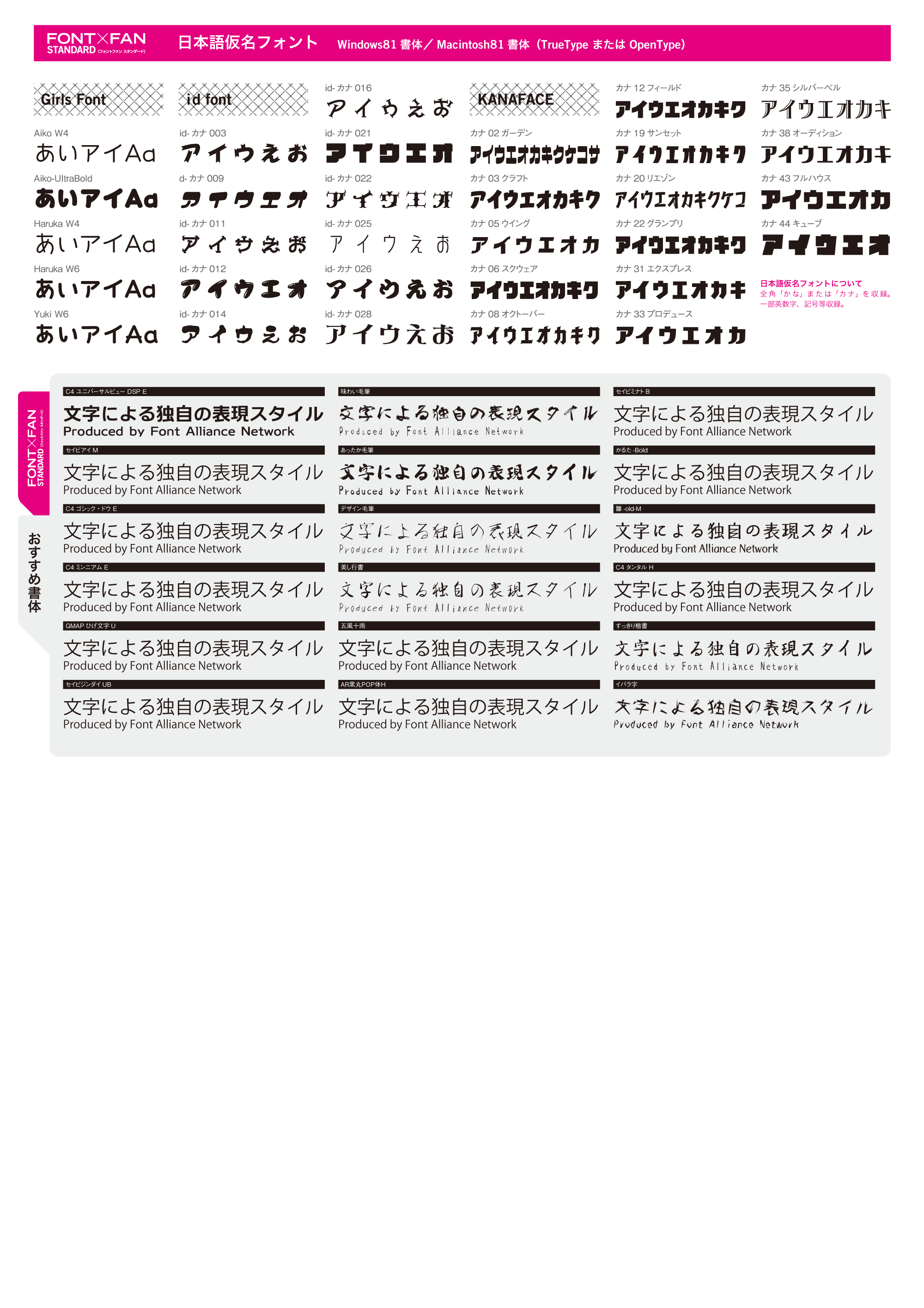 FONT×FAN STANDARD（フォントファン スタンダード） - 製品情報