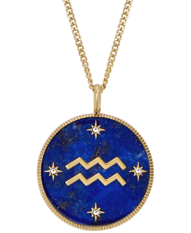 Aquarius Sutton Zodiac Gold-Tone Stainless Steel Blue Lapis