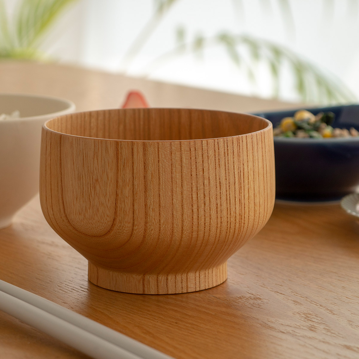 SHIRASAGI サブロク椀 お椀 木製 布袋 ほてい けやき 欅 ナチュラル 汁