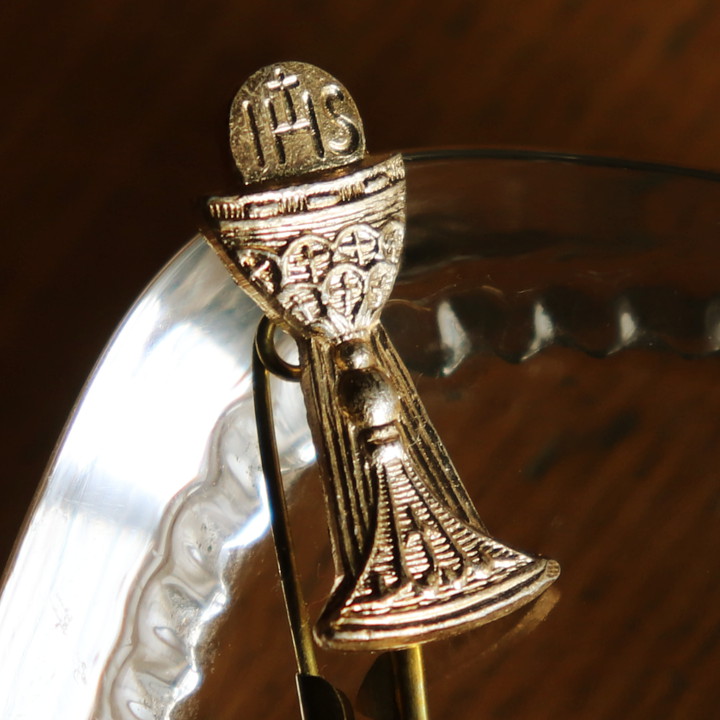 USAヴィンテージキリスト教初聖体・聖杯ブローチIHS｜first holy