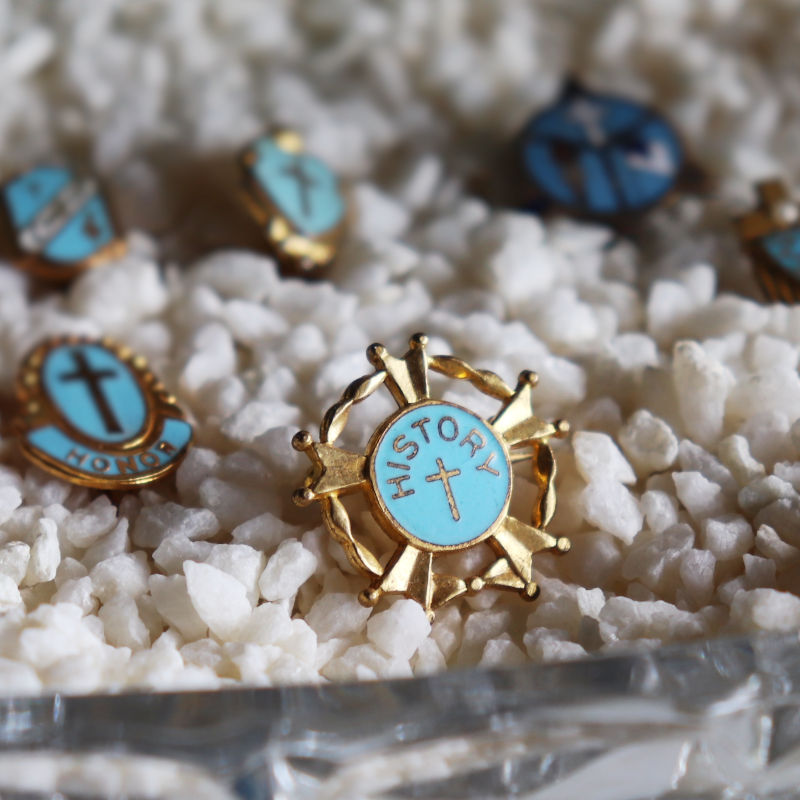 USAヴィンテージクリスチャンクロスブローチ水色HISTORY｜アンティーク