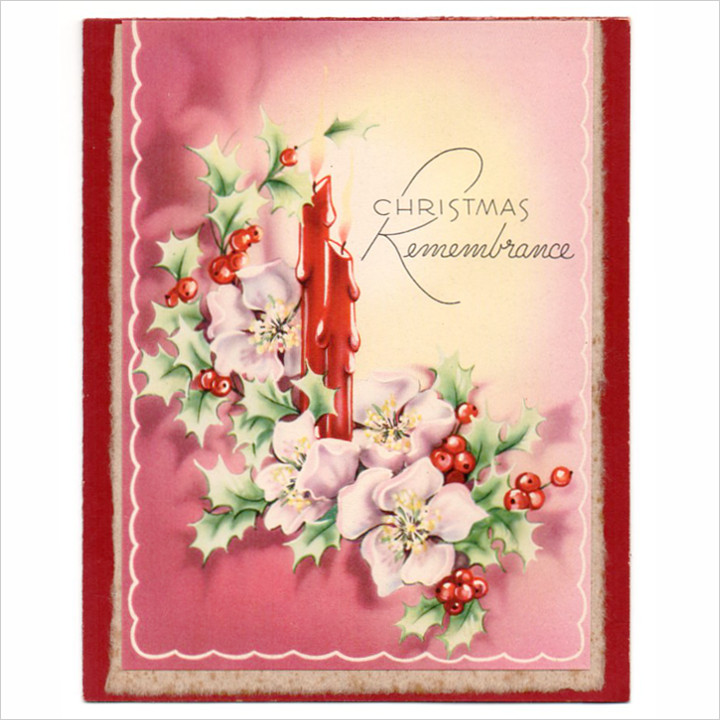 USAヴィンテージ1950年紙ものクリスマスカード｜クリスマスローズと