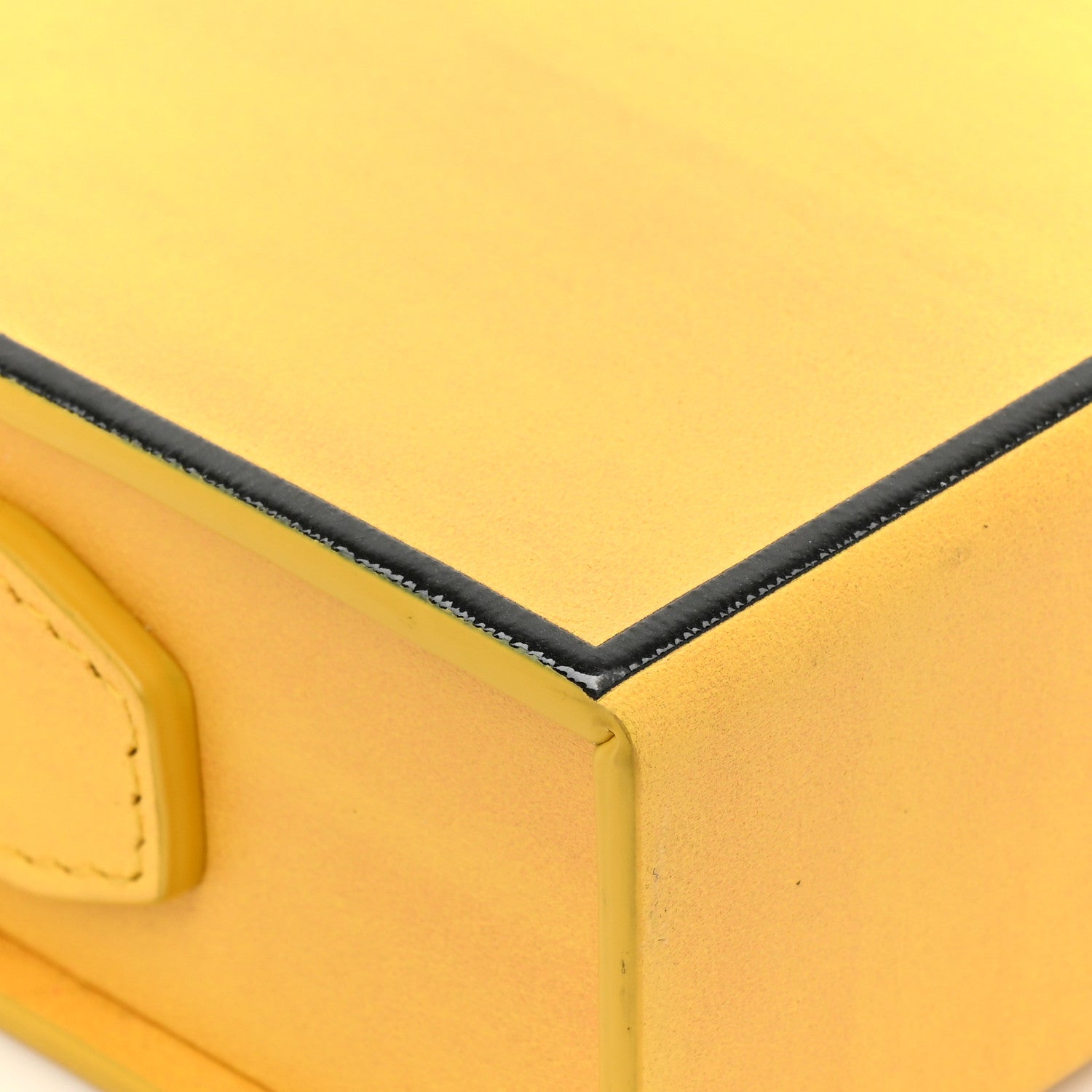 Fendi Vitello Fluffy Logo Horizontal Box Crossbody Bag Yellow Box