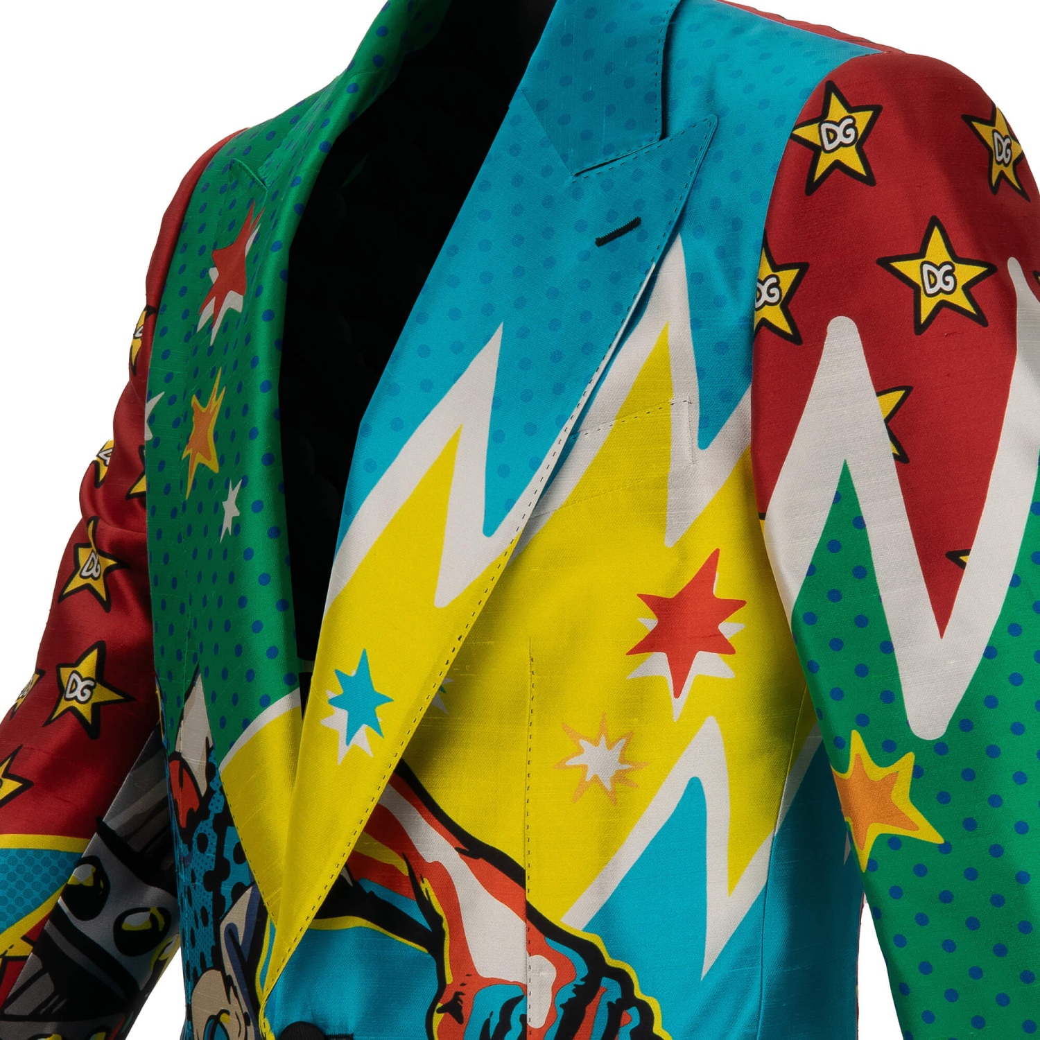 DOLCE & GABBANA DG Logo Star Comics King Dupioni Silk Blazer