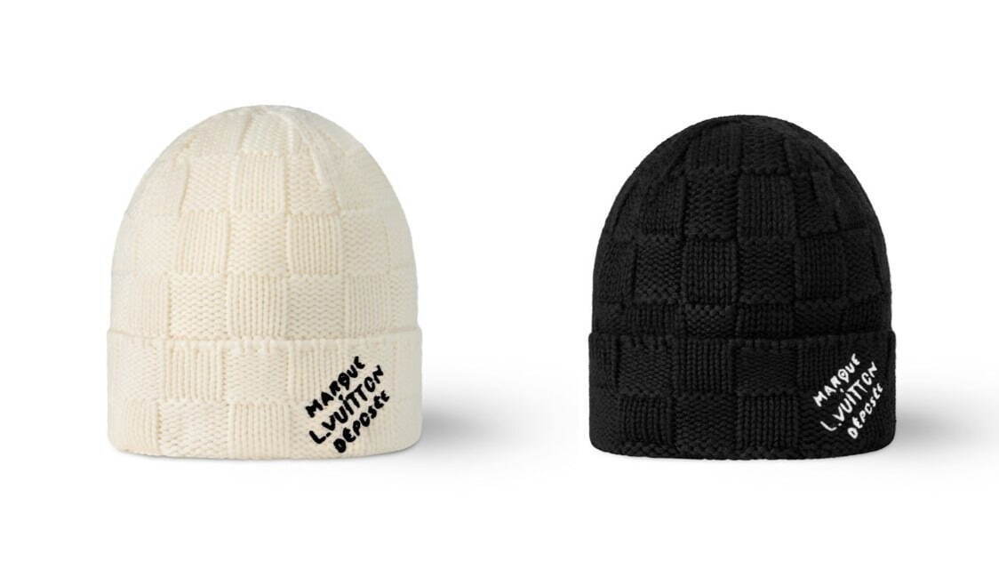 ルイ・ヴィトンのメンズビーニーやニットマフラー、立体的ダミエ