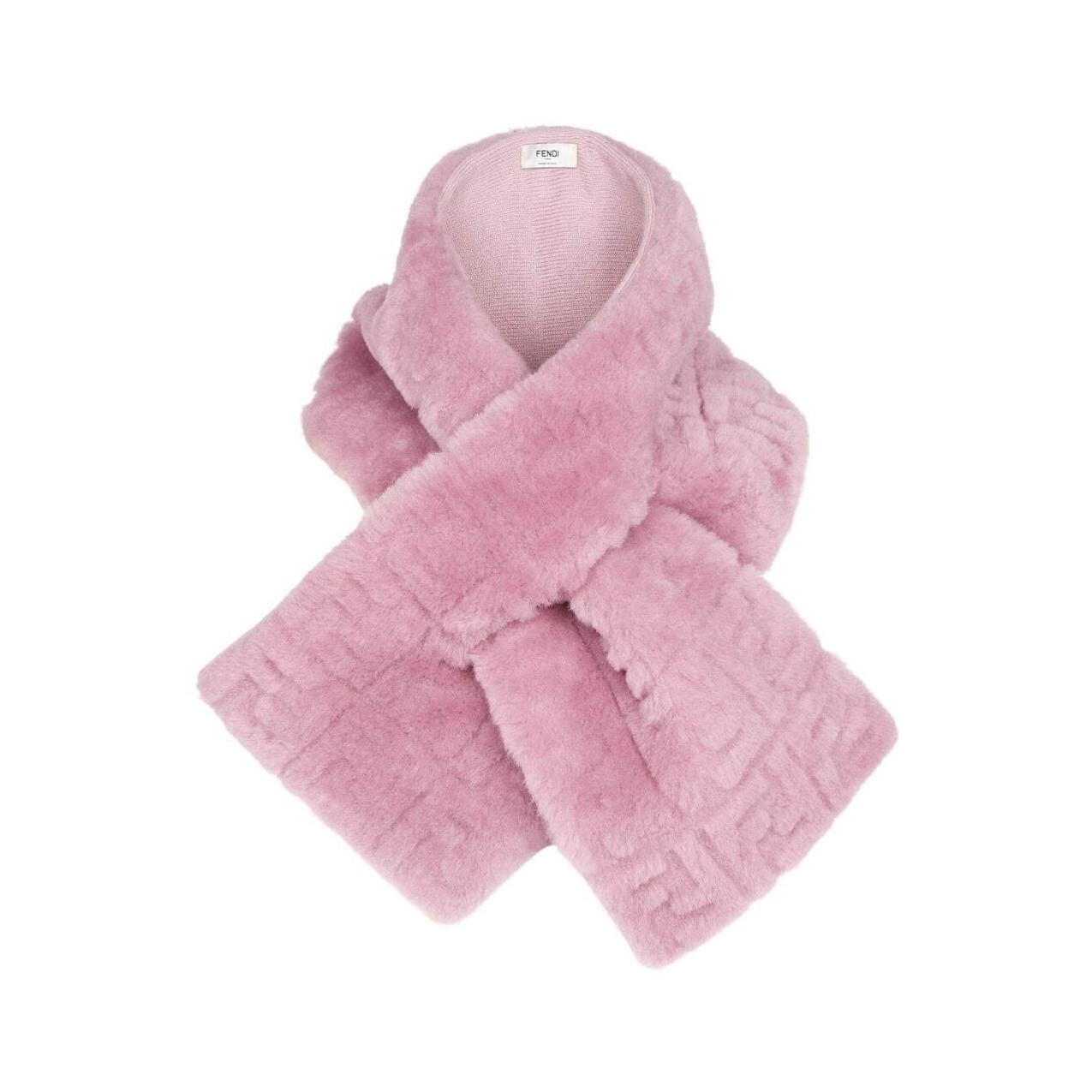 フェンディのあったか冬小物、ピンク＆ホワイトのもこもこ「FF」ロゴ