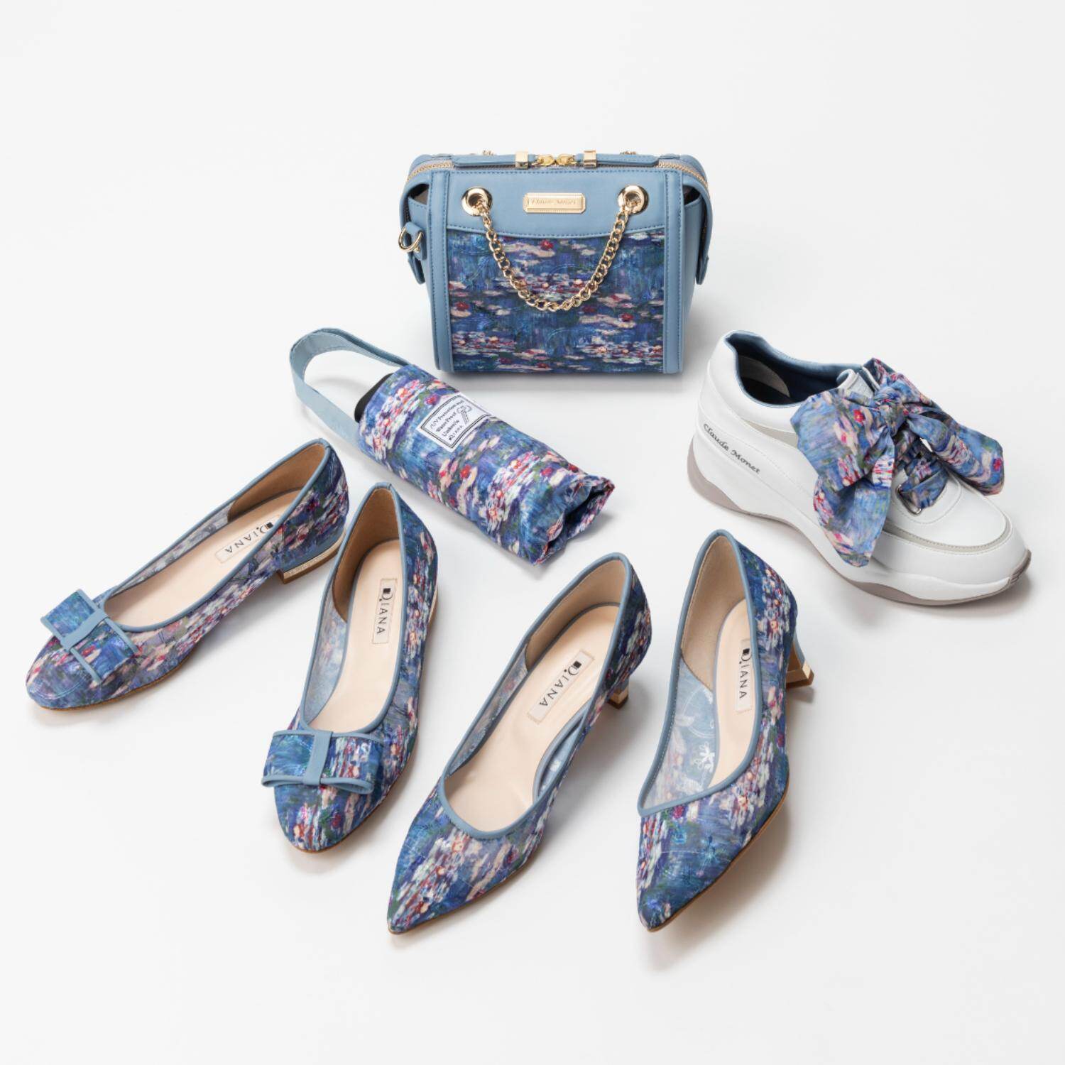 ダイアナ“名画モチーフ”シューズ＆バッグ、モネ《睡蓮》やゴッホ《ばら