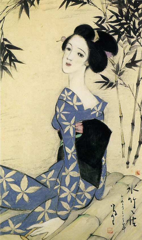 竹久夢二 リトグラフ 『星祭』115/300 額サイズ約57×98cm 竹久夢二