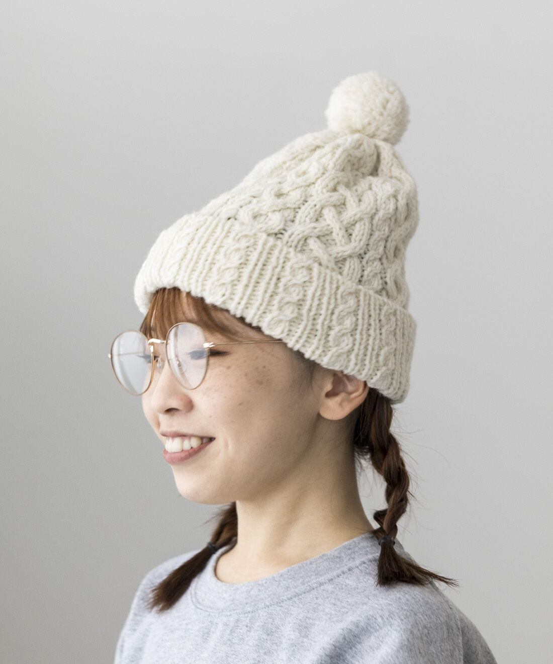棒針編み ケーブルニットキャップ 冊子「Knit cap」付き