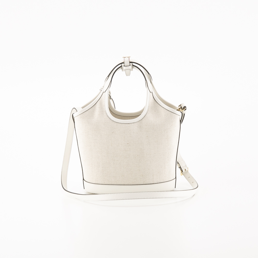 WEB限定価格】プラダ PRADA リネンブレンド+レザー ミニバックルバッグ