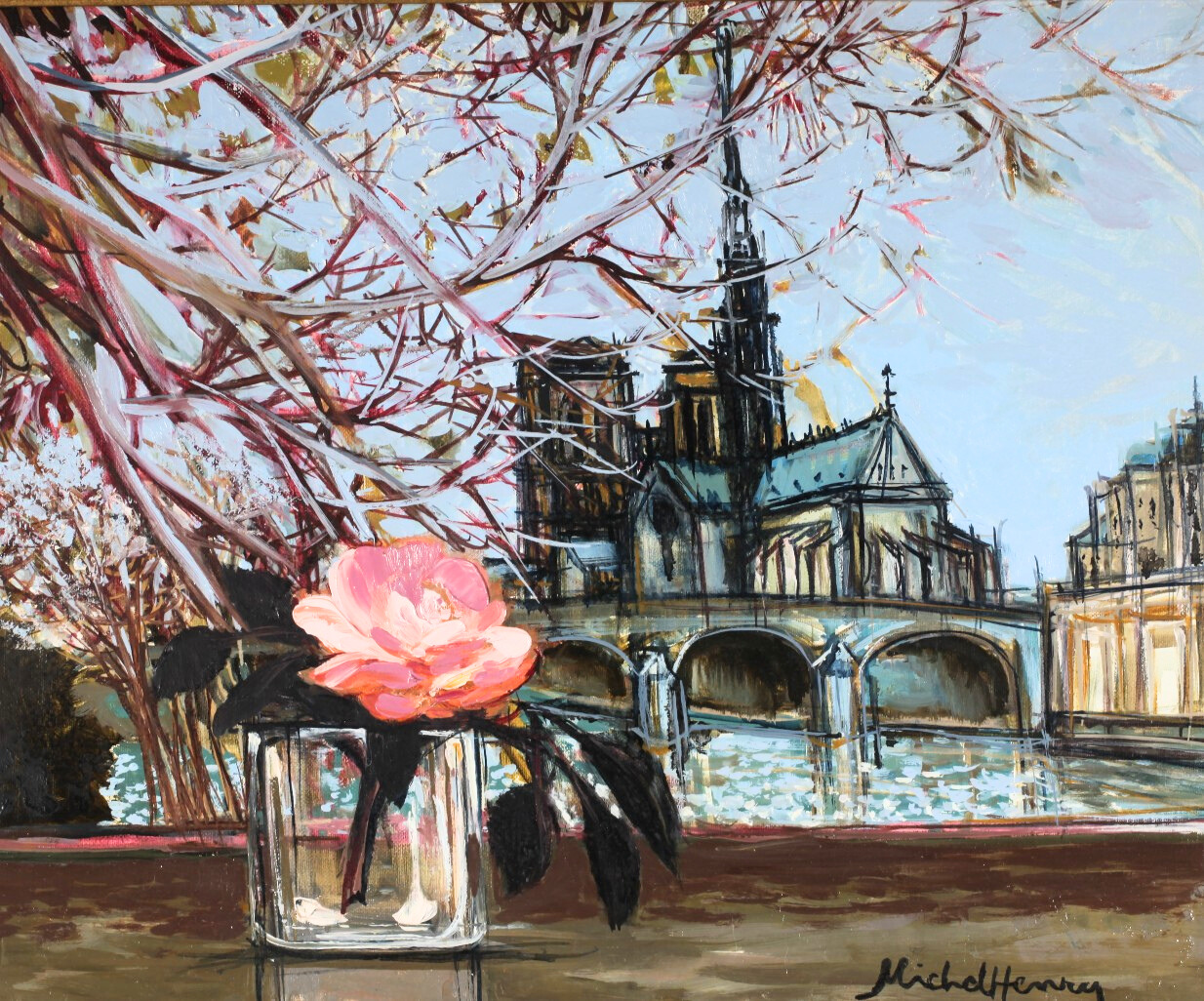 Michel Henry 絵画 水彩画 サイン 額縁 シリアルナンバー 付き Michel