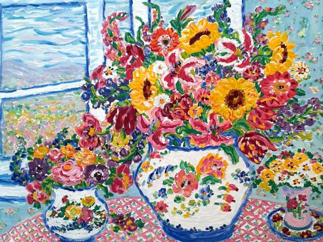 レスリー・セイヤー | ｜正光画廊 Leslie Sayour サイン入り 花の静物