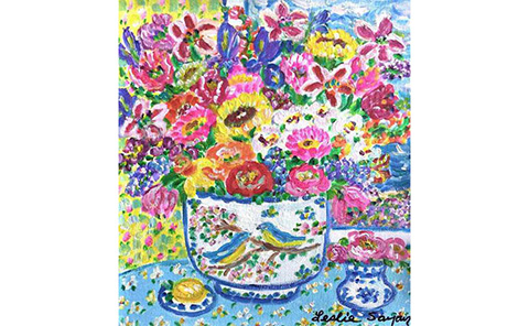 レスリー・セイヤー「ルーム・オブ・フラワーズ」ジークレー＋油彩4号