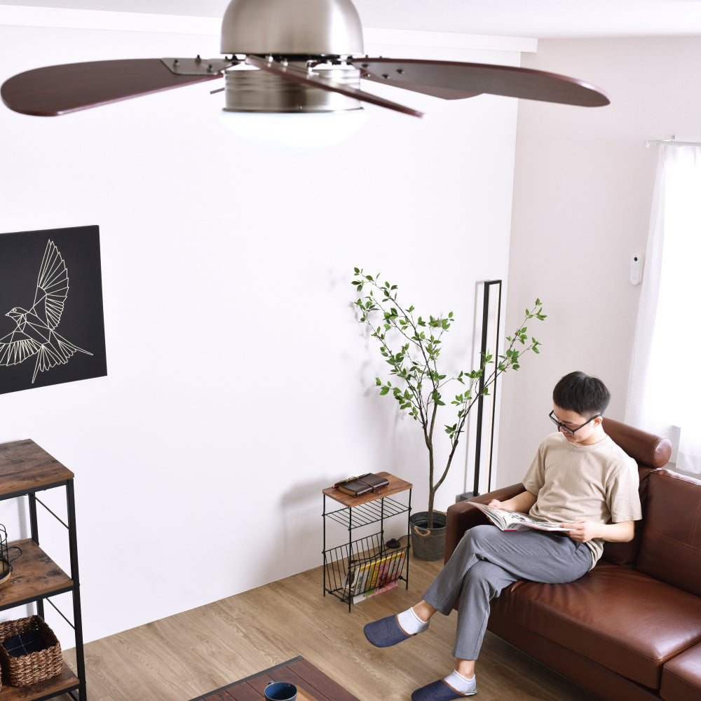 あす着] シーリングファンライト 傾斜天井対応 LED リモコン付き DC