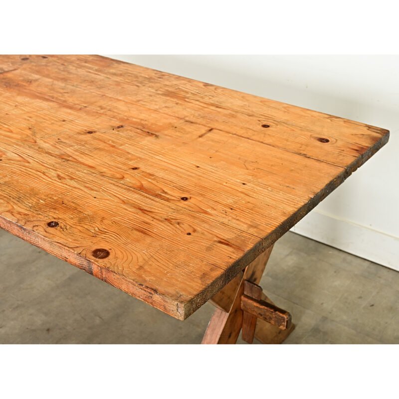 Swedish 20th Century Pine Trestle Table - Fireside Antiques