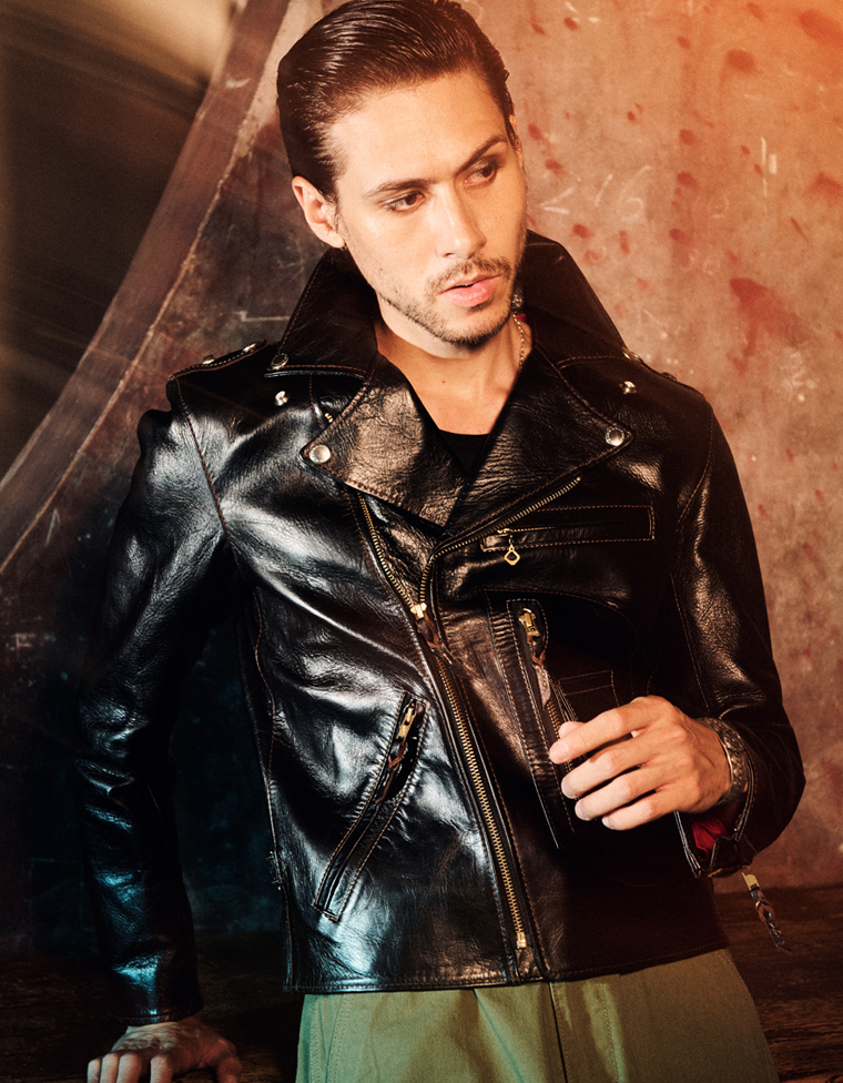 ホースハイド スタンドカラー ダブルライダースジャケット FN-LJ-HW005