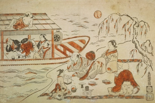 奥村政信肉筆小品美人図丹鳥齊肉筆浮世絵