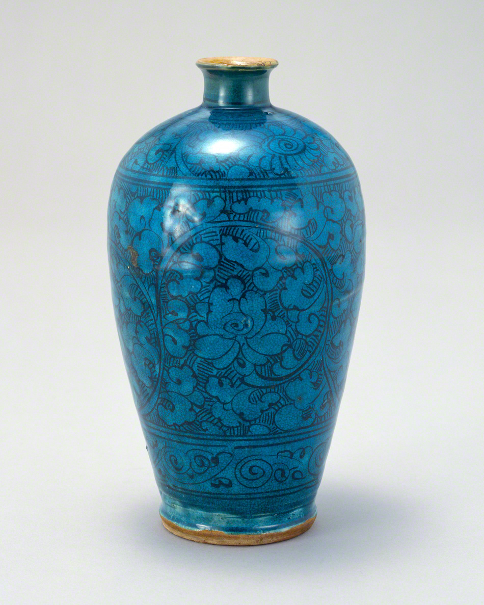 中国古美術・旧蔵の磁器・大周柴窯に描かれた彩色の花瓶・置物・書道