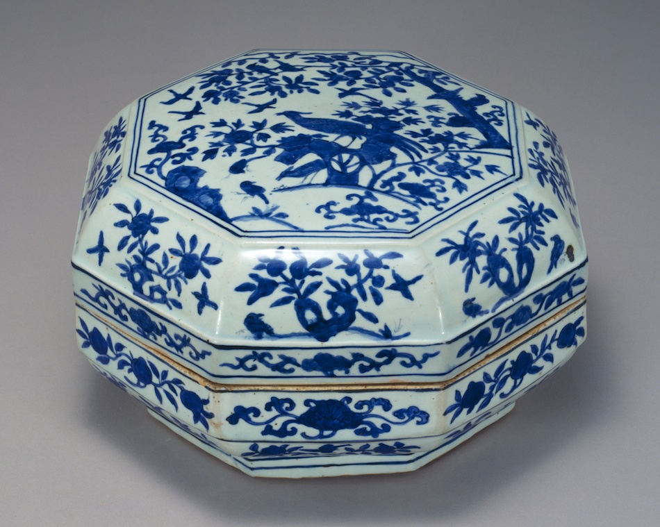 清同治青花穿花麒麟紋茶蓋缶 景徳鎮 陶磁器 装飾品 現代工芸品 美術品