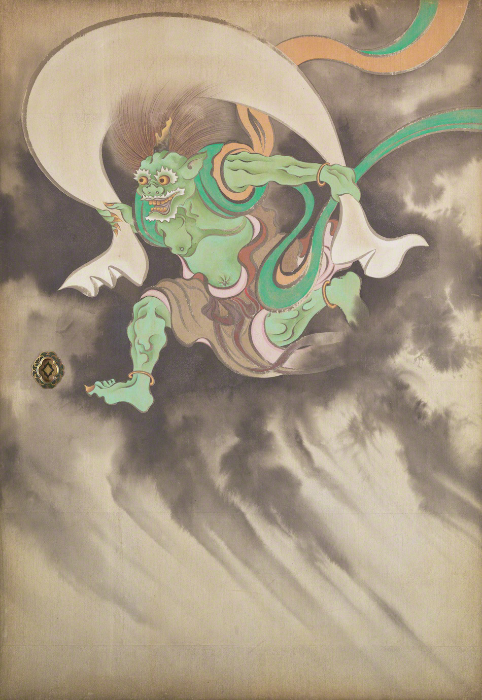 雷神図】松吉樵渓 713 雷さん 雷公掛け軸肉筆