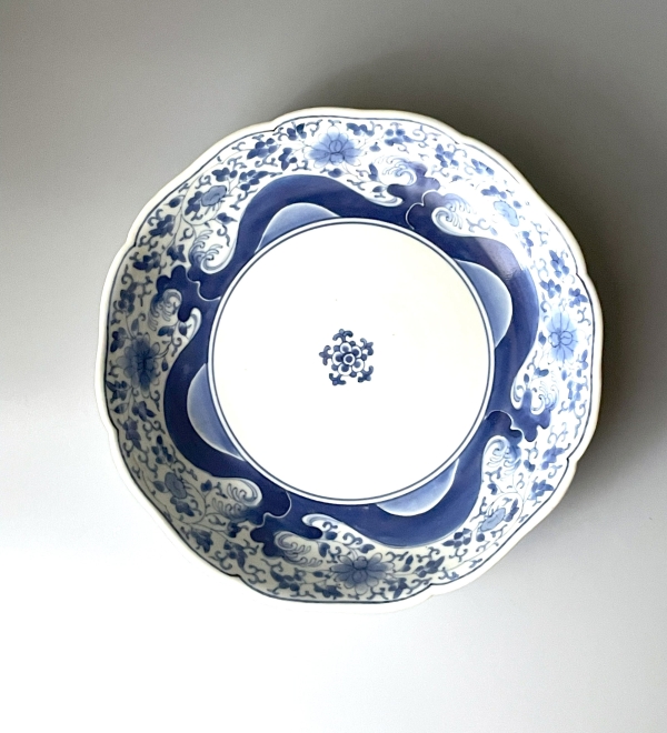 江戸時代後期 古伊万里 染付 鮎(あゆ)皿 径 約20.6cm鮎皿 検】柿右衛門