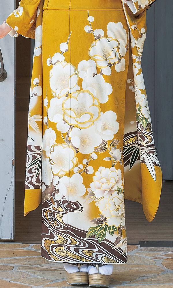 マスタードカラーの白桜｜レトロ&ロマン【菊京屋】振袖レンタル 成人式