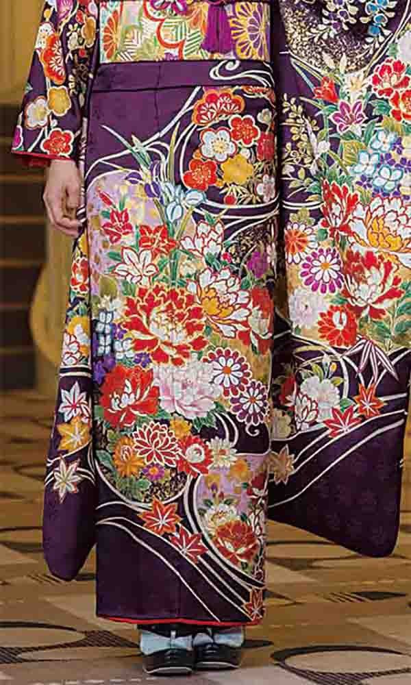 大丸誂え 千總 京友禅 紫地 薬玉 金駒刺繍 振袖 単品 大丸誂え 千總 京